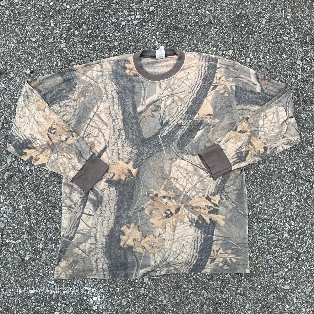 Vintage Ranger Camo XL Realtree Hardwoods 20-200 Ringer Long Sleeve Tee
